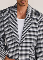 ROSANI The Conexão blazer in black & white - black and white check cotton blazer, craft detail