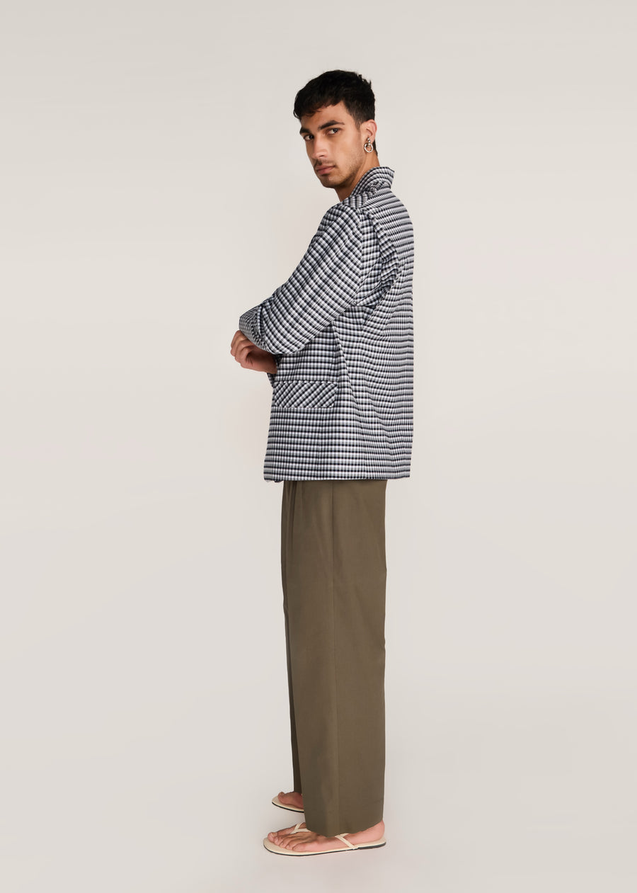 ROSANI The Conexão blazer in black & white - black and white check cotton blazer, side view, alternate angle