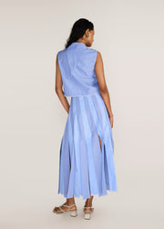 ROSANI The Congiunto skirt in dreamy blue - dreamy blue strip-joined striped skirt, back view