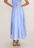 ROSANI The Congiunto skirt in dreamy blue - dreamy blue strip-joined striped skirt, front view
