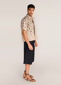 ROSANI The Convera shirt in sand dune - sand dune eyelet embroidered half-sleeve shirt, side view