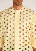 ROSANI The Covera shirt in pale lemon stripes - pale lemon laser-cut pinstriped shirt, craft detail
