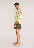 ROSANI The Covera shirt in pale lemon stripes - pale lemon laser-cut pinstriped shirt, side view