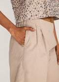 ROSANI The Gattai shorts in sand dune - sand dune cotton pleated midi shorts, craft detail