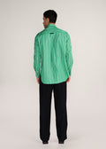 ROSANI The Harmonia shirt in shamrock - shamrock striped shirt with hand-embroidered discs, back view