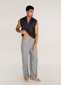 ROSANI The Ilchi trouser in steel - steel metallic-hem suiting trouser, front view