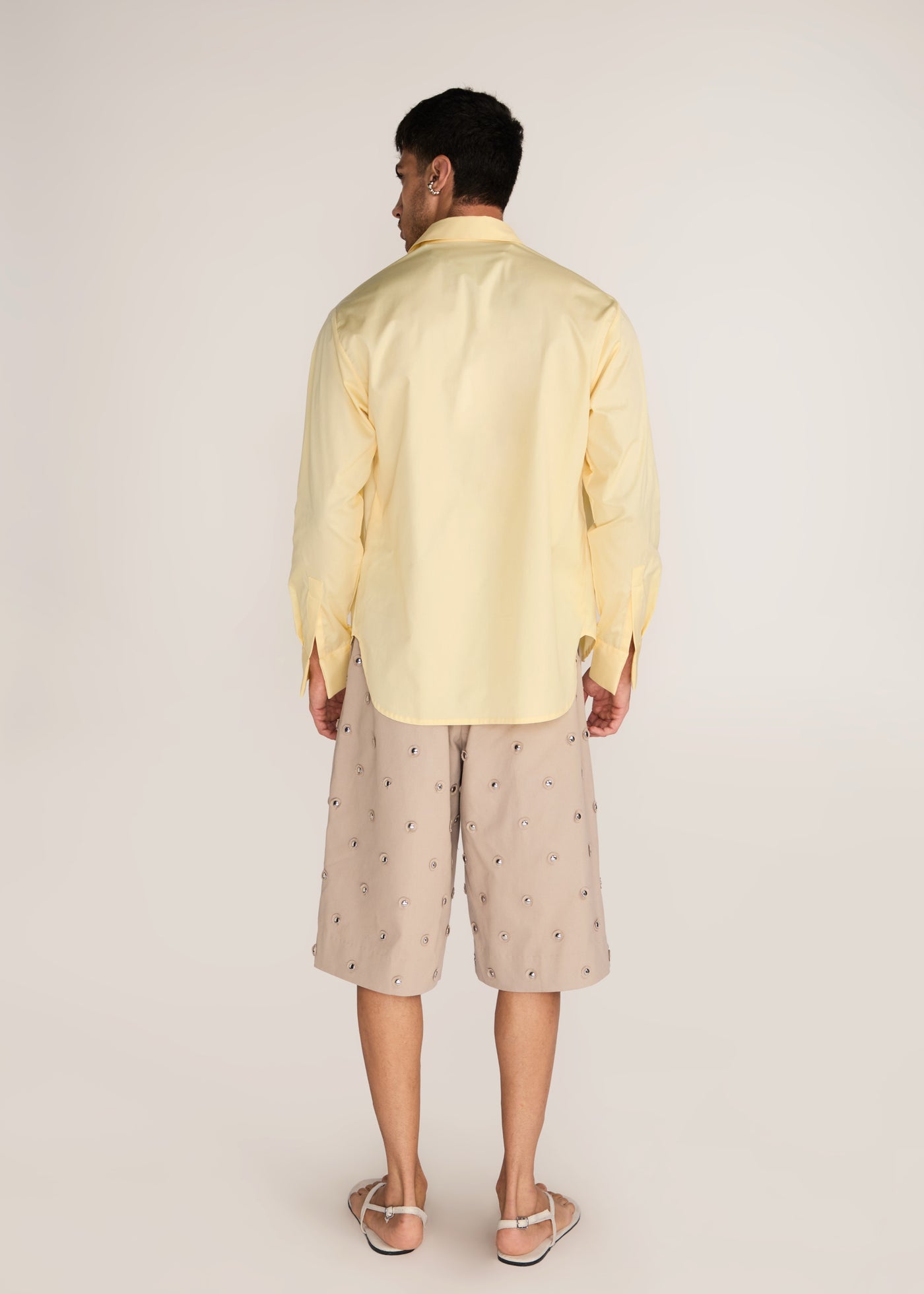 ROSANI The Iltiqa shirt in pale lemon - pale lemon classic button-down shirt, back view