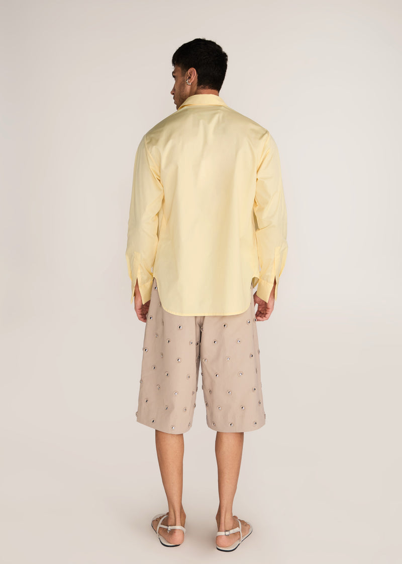 ROSANI The Iltiqa shirt in pale lemon - pale lemon classic button-down shirt, back view