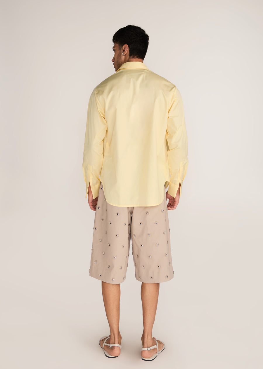 ROSANI The Iltiqa shirt in pale lemon - pale lemon classic button-down shirt, back view
