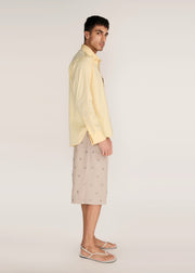 ROSANI The Iltiqa shirt in pale lemon - pale lemon classic button-down shirt, side view