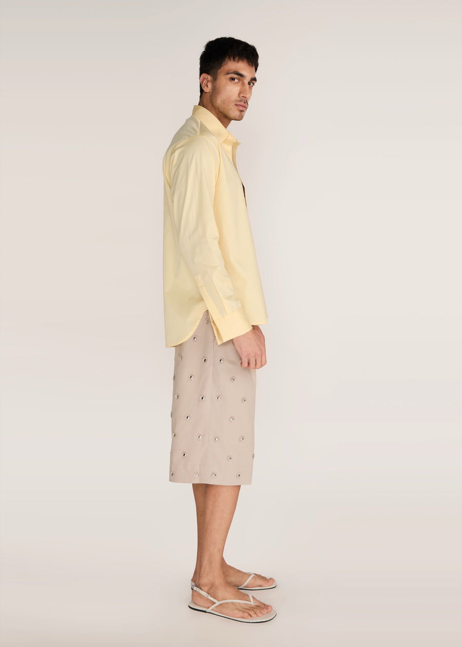 ROSANI The Iltiqa shirt in pale lemon - pale lemon classic button-down shirt, side view