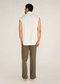ROSANI The Incontro shirt in ivory - ivory crushed cotton sleeveless shirt, back view