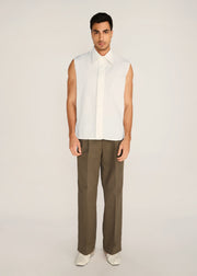 ROSANI The Incontro shirt in ivory - ivory crushed cotton sleeveless shirt, front view