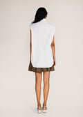 ROSANI The Incontro shirt in ivory - ivory crushed cotton-polyester sleeveless shirt, back view