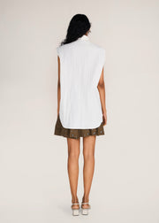 ROSANI The Incontro shirt in ivory - ivory crushed cotton-polyester sleeveless shirt, back view