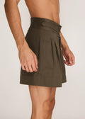 ROSANI The Ineritus shorts in deep olive - deep olive cotton belted shorts, side view