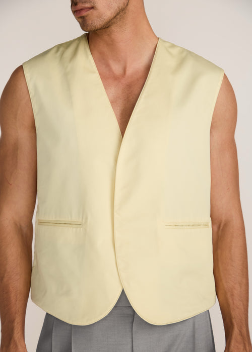 ROSANI The Jam' vest in pale lemon - pale lemon hand-constructed poplin vest, craft detail