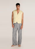 ROSANI The Jam' vest in pale lemon - pale lemon hand-constructed poplin vest, front view