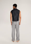 ROSANI The Kōryū vest in charcoal - charcoal extra-light denim vest, back view