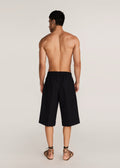 ROSANI The Nerza shorts in obsidian - obsidian suiting culotte shorts, back view