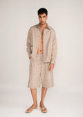 ROSANI The Nexus shacket in sand dune - sand dune classic cotton shacket, front view
