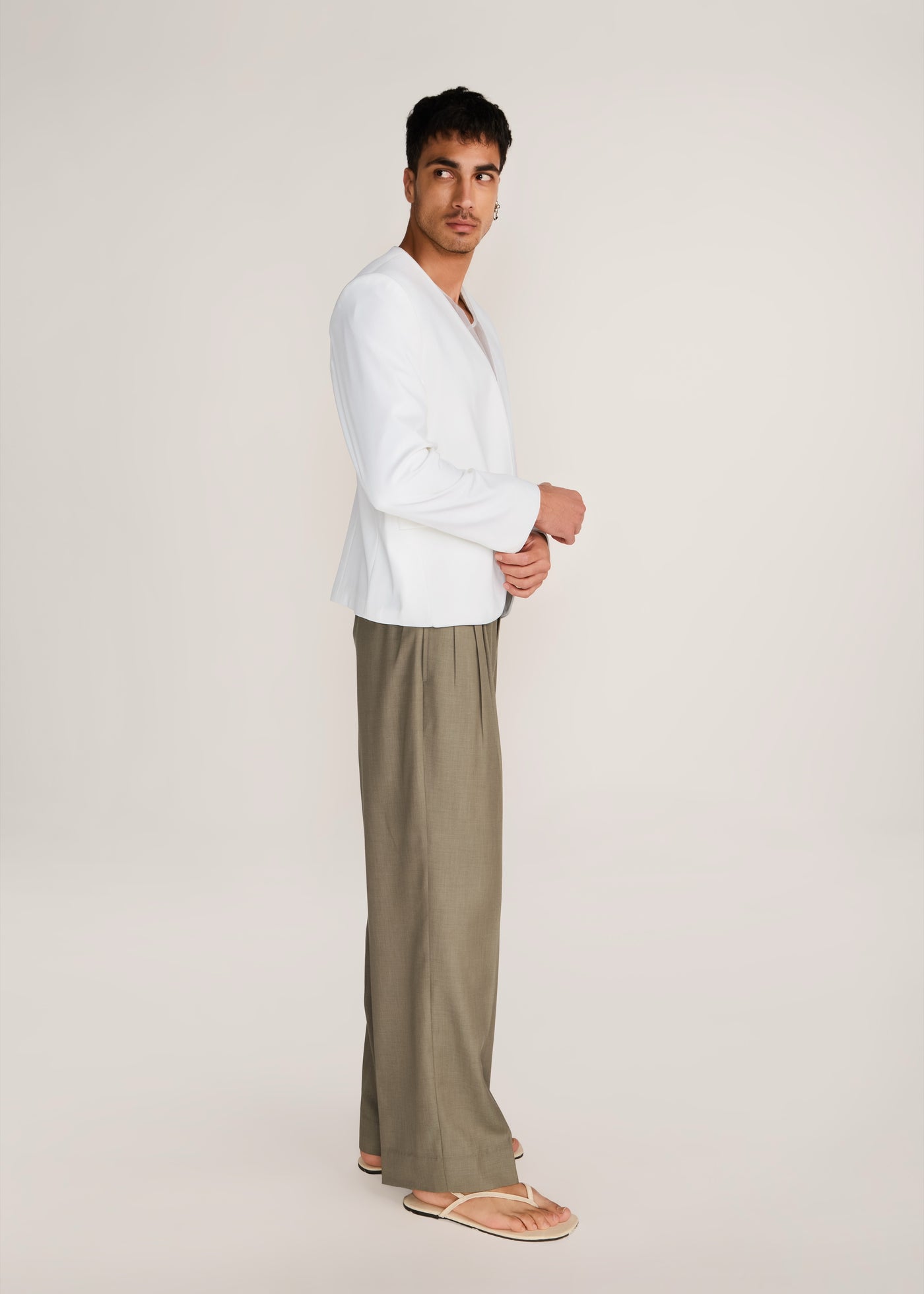 ROSANI The Raccord blazer in white - white Korean suiting summer blazer, side view