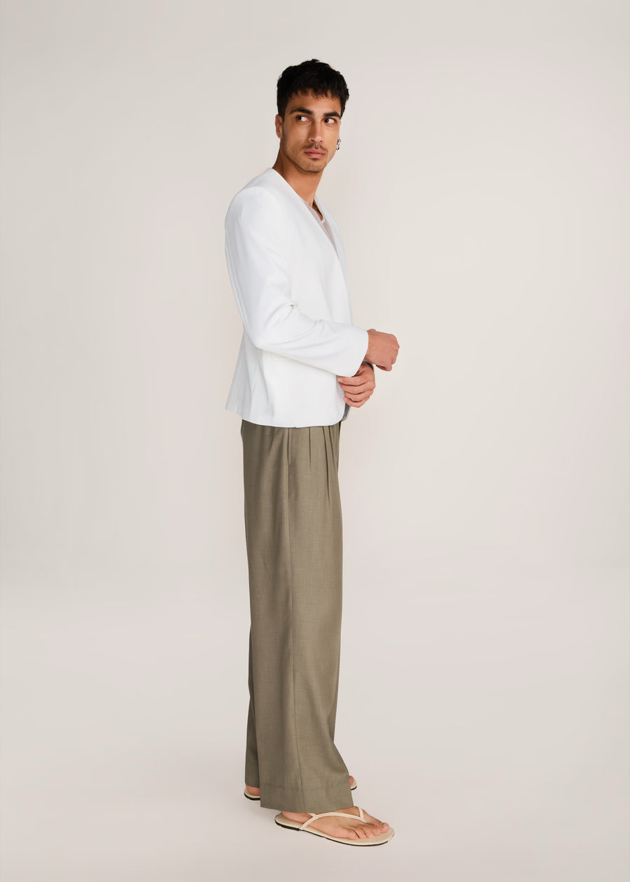 ROSANI The Raccord blazer in white - white Korean suiting summer blazer, side view