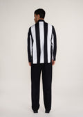 ROSANI The Recontre shirt in black & white - black and white constructed stripe cotton shirt, back view