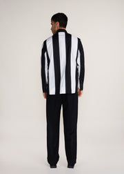 ROSANI The Recontre shirt in black & white - black and white constructed stripe cotton shirt, back view