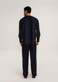 ROSANI The Sammen shirt in obsidian - obsidian round-neck snap-button shirt, back view