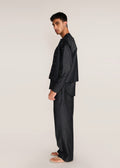 ROSANI The Tawāfuq vest in charcoal - charcoal metallic-detail suiting vest, side view