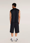 ROSANI The Tayo t-shirt in obsidian - obsidian Korean suiting sleeveless t-shirt, back view