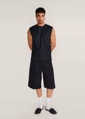 ROSANI The Tayo t-shirt in obsidian - obsidian Korean suiting sleeveless t-shirt, front view