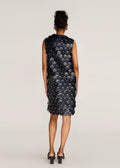 ROSANI The Thira dress in black - black oversized disc-embellished dress, back view
