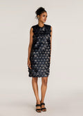 ROSANI The Thira dress in black - black oversized disc-embellished dress, front view
