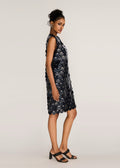 ROSANI The Thira dress in black - black oversized disc-embellished dress, side view