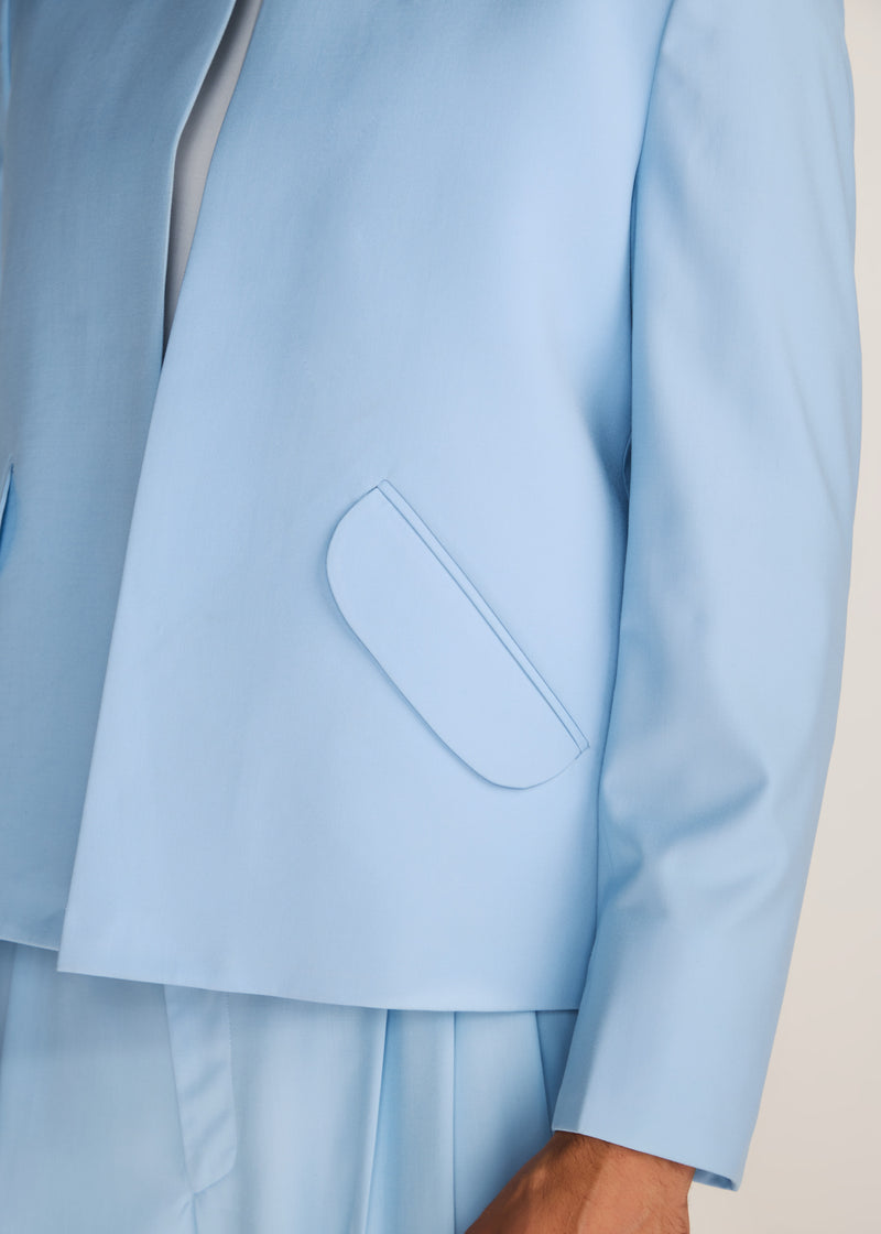 ROSANI The Unara jacket in light cerulean - light cerulean Korean suiting jacket, craft detail
