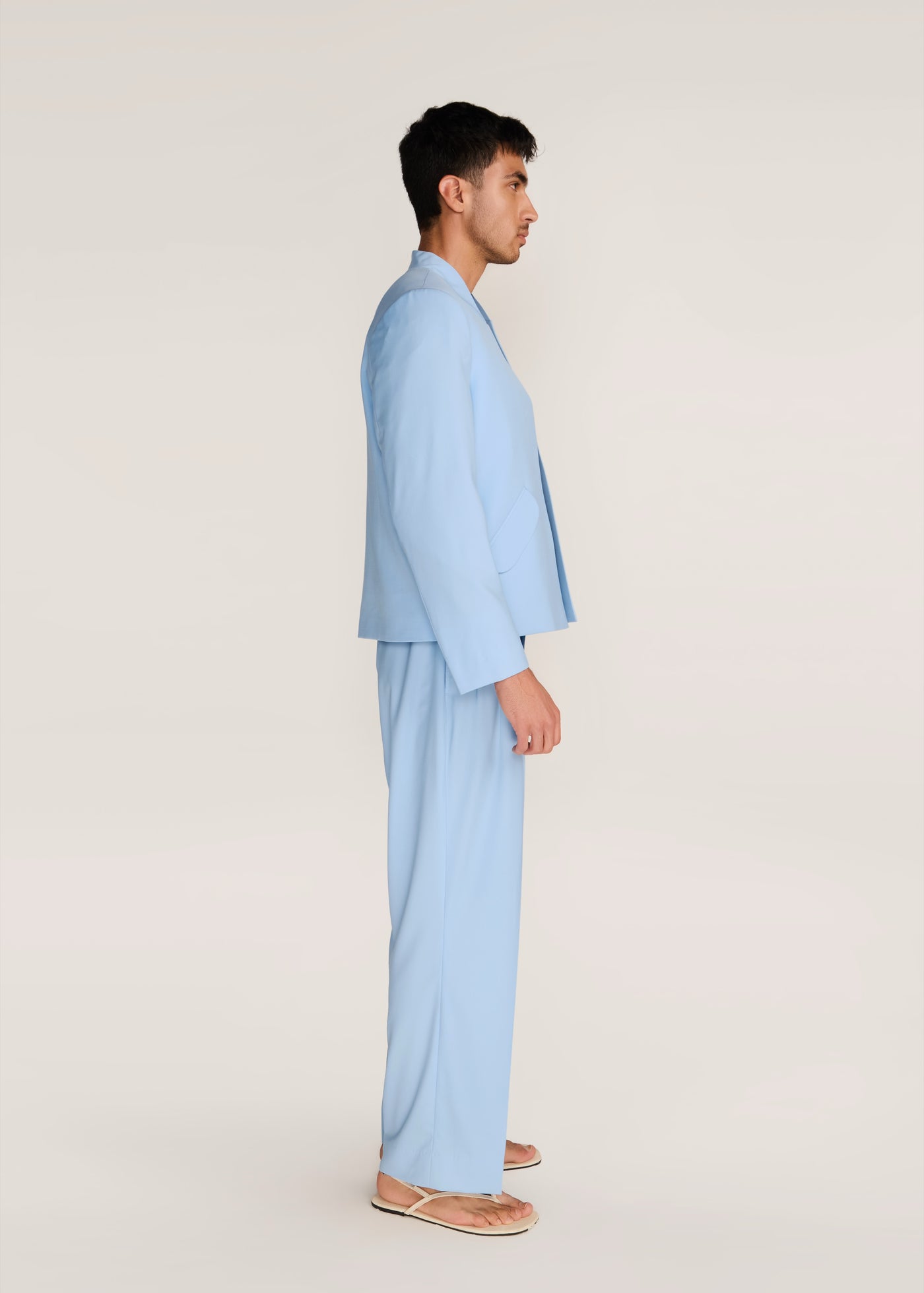 ROSANI The Unara jacket in light cerulean - light cerulean Korean suiting jacket, side view