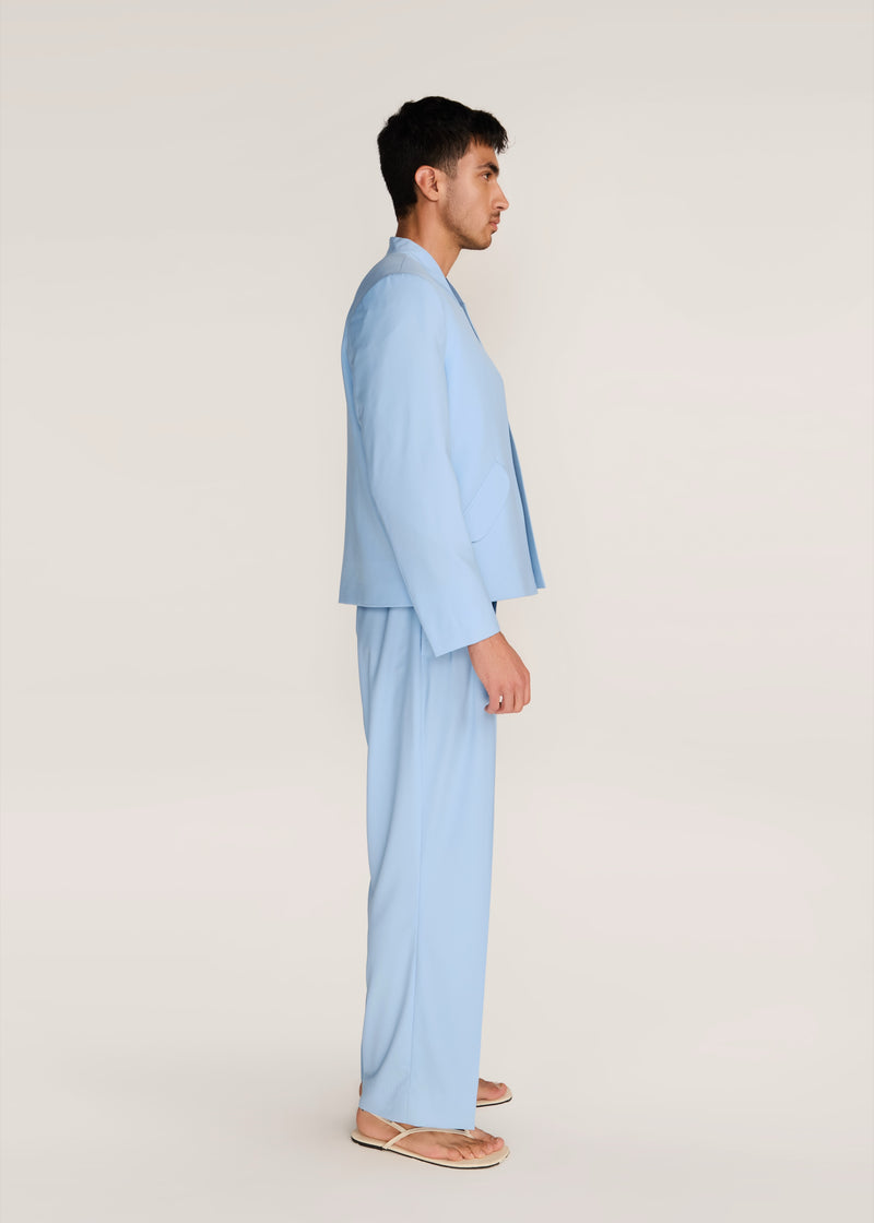 ROSANI The Unara jacket in light cerulean - light cerulean Korean suiting jacket, side view