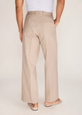 ROSANI The Unión trouser in sand dune - sand dune pleated cotton trouser, back view
