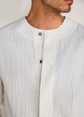 ROSANI The Unione shirt in ivory - ivory crushed cotton round-neck long-sleeve shirt, craft detail