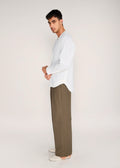 ROSANI The Unione shirt in ivory - ivory crushed cotton round-neck long-sleeve shirt, side view