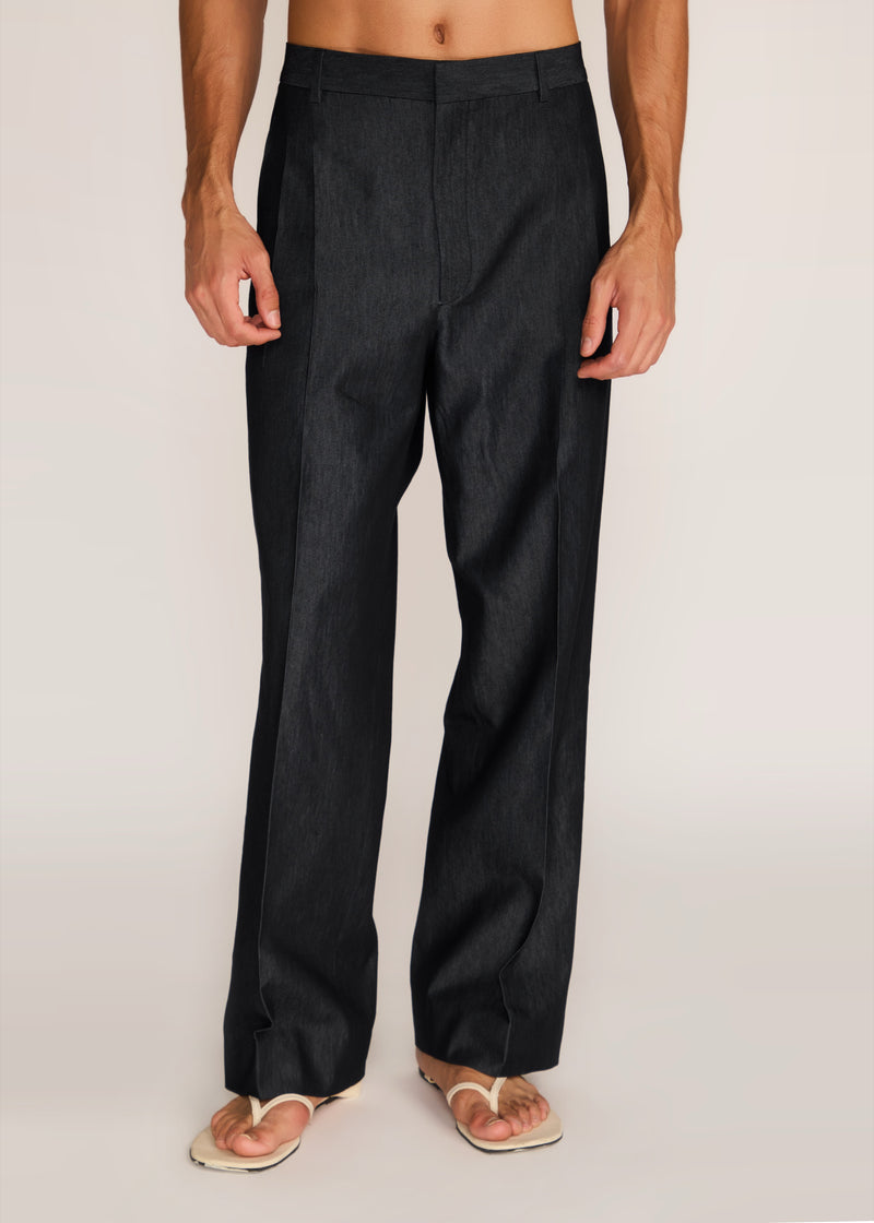 ROSANI The Unisono trouser in charcoal - charcoal pleated suiting trouser, front view