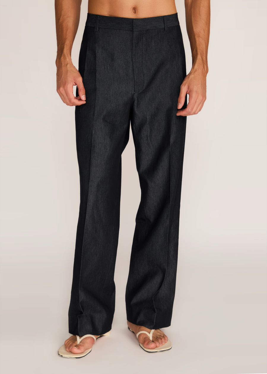 ROSANI The Unisono trouser in charcoal - charcoal pleated suiting trouser, front view
