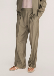 ROSANI The Unisono trouser in olive blossom - suiting fabric, front view