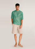 ROSANI The Unitas t-shirt in shamrock - shamrock cotton laser-cut striped t-shirt, front view
