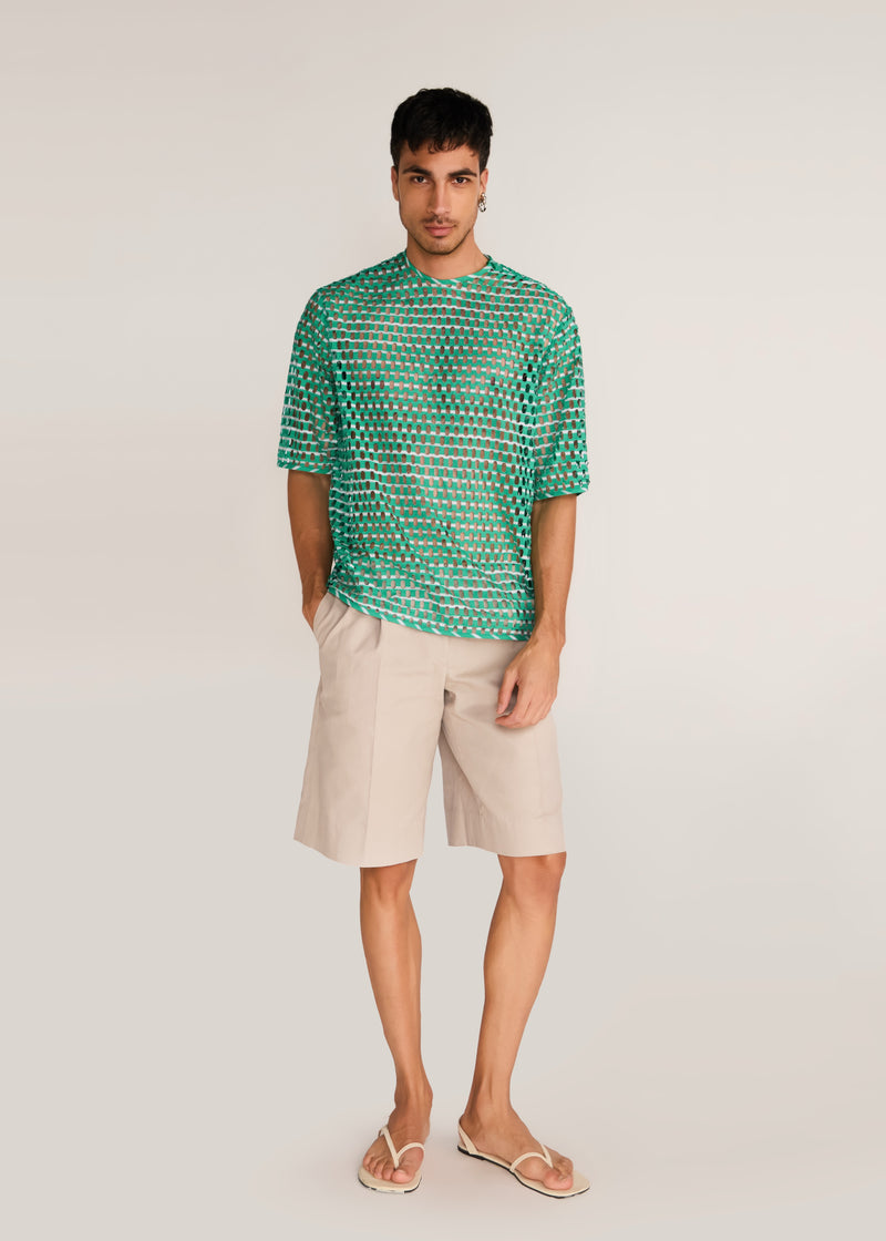ROSANI The Unitas t-shirt in shamrock - shamrock cotton laser-cut striped t-shirt, front view