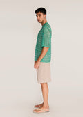 ROSANI The Unitas t-shirt in shamrock - shamrock cotton laser-cut striped t-shirt, side view
