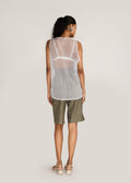 ROSANI The Verra vest in white - white organza viscose gunji vest, back view