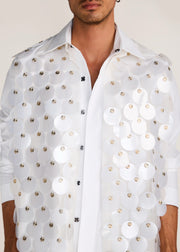 ROSANI The Yugma vest in pearl - pearl chandelier-embellished viscose vest, craft detail